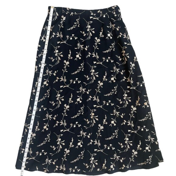 vintage liz clairborne black floral maxi skirt size 10P (medium petite) - Picture 6 of 8